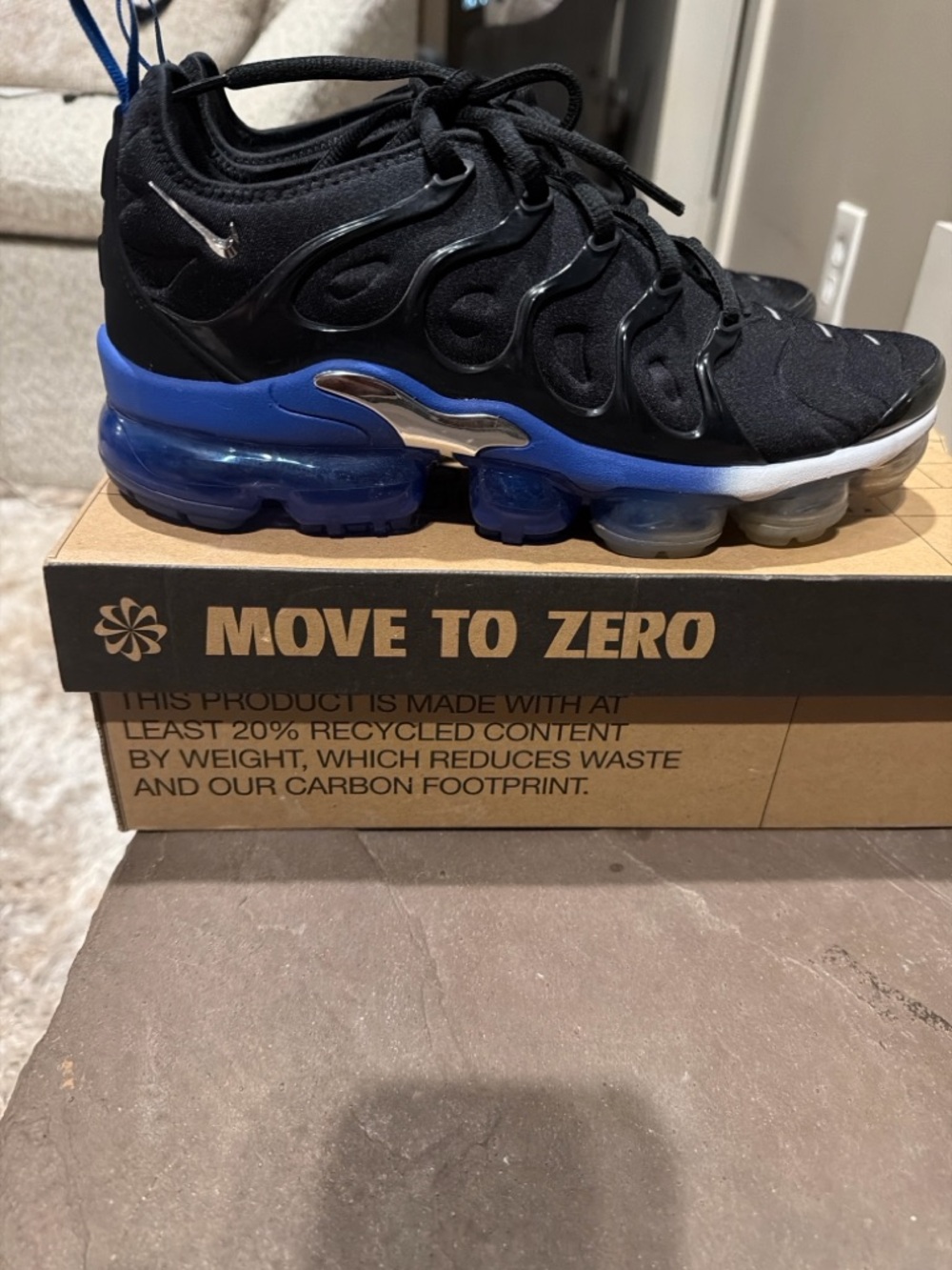 Nike Black and Royal Blue VaporMax Plus Sneakers
